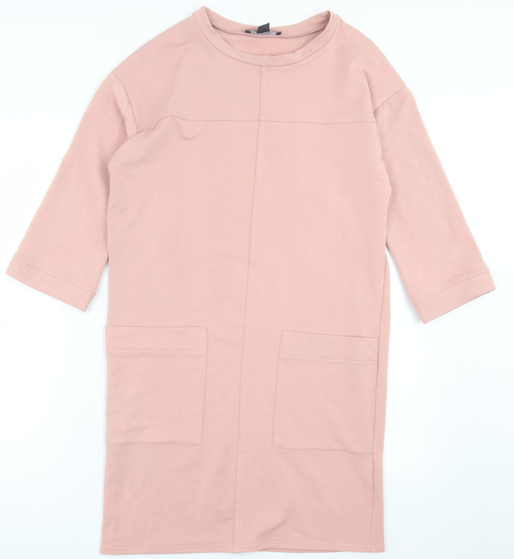 Atmosphere Womens Pink Polyester Jumper Dress Size 8 Crew Neck Pullover
