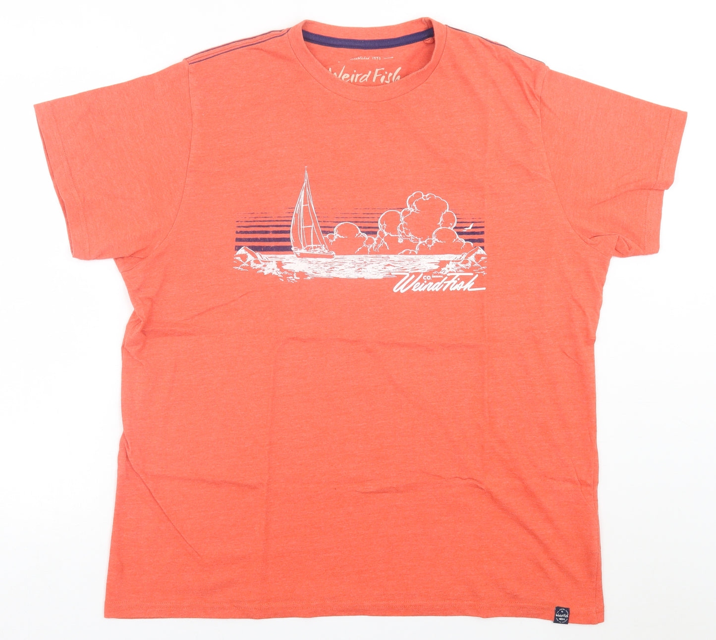 Weird Fish Mens Orange  Cotton  T-Shirt Size XL Crew Neck