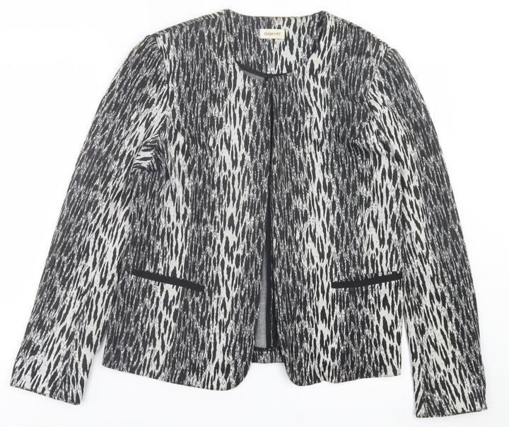 Damart Womens Black Geometric Jacket Blazer Size 16 Hook & Eye