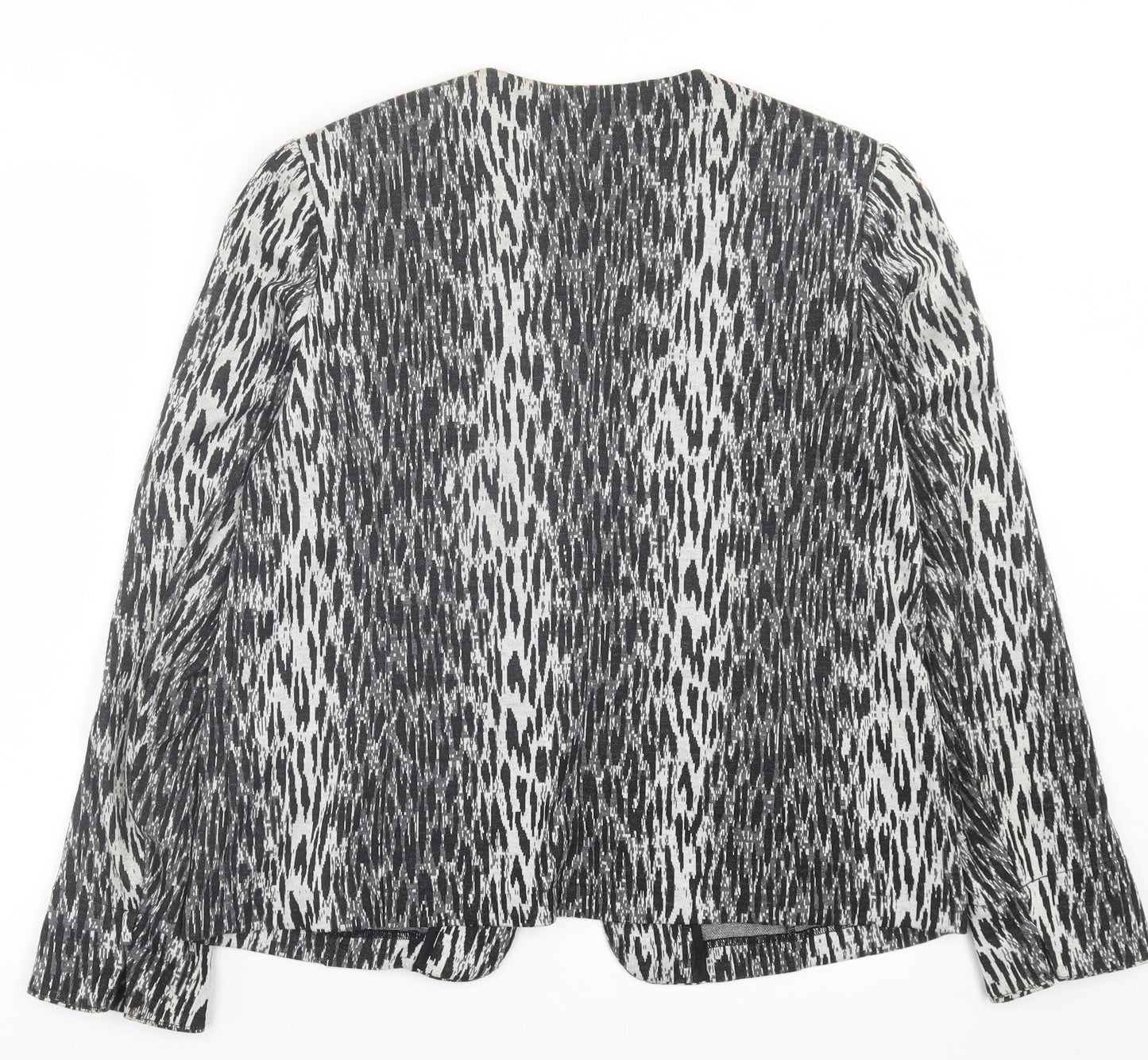 Damart Womens Black Geometric  Jacket Blazer Size 16  Hook & Eye