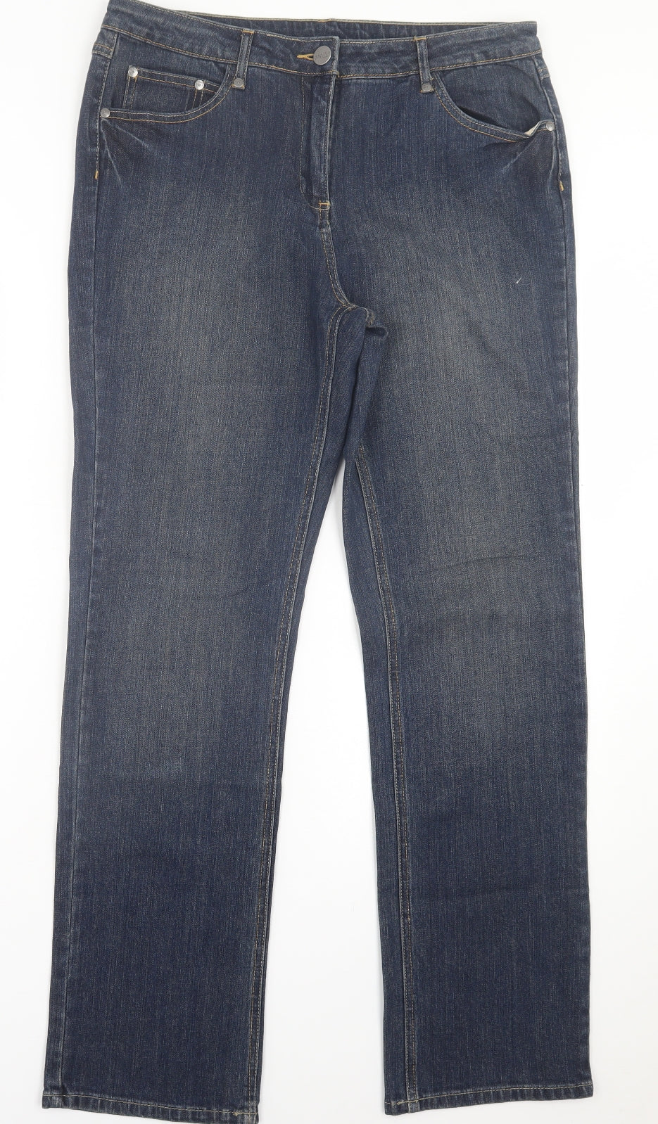 Papaya Womens Blue  Cotton Straight Jeans Size 12 L31 in Regular Button