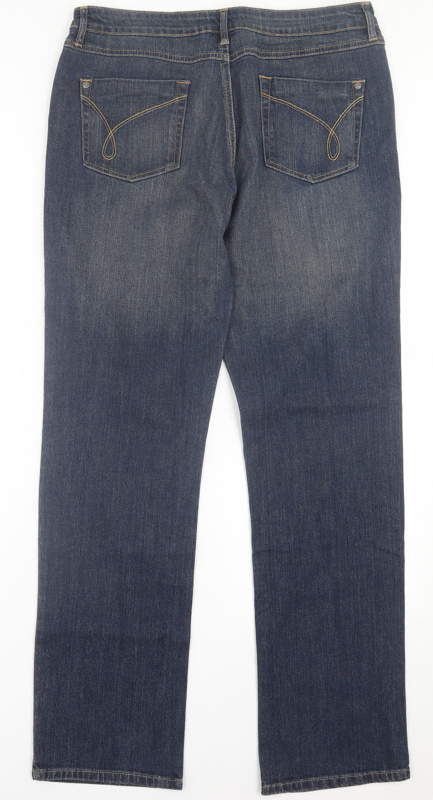 Papaya Womens Blue  Cotton Straight Jeans Size 12 L31 in Regular Button