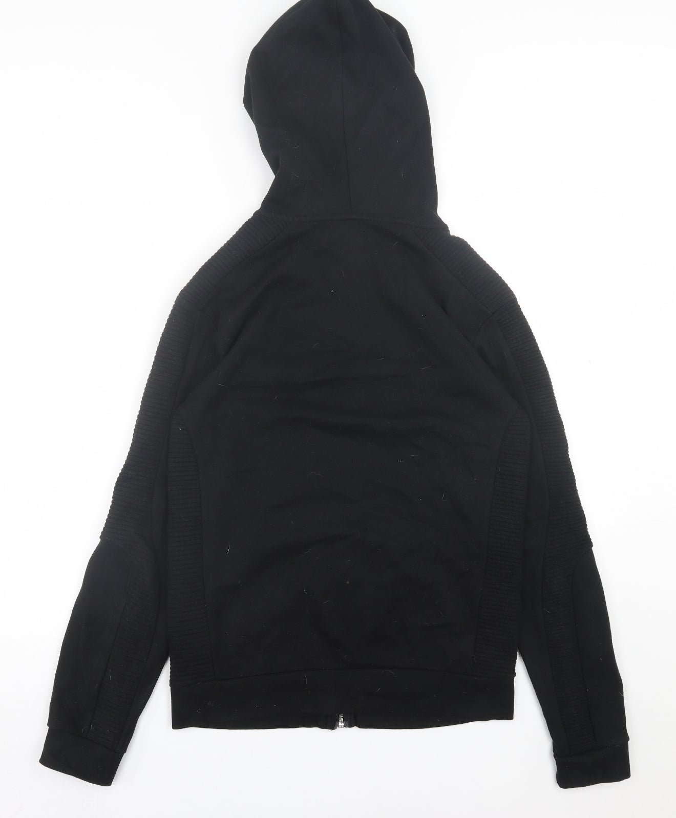 Zara Mens Black  Cotton Full Zip Hoodie Size S