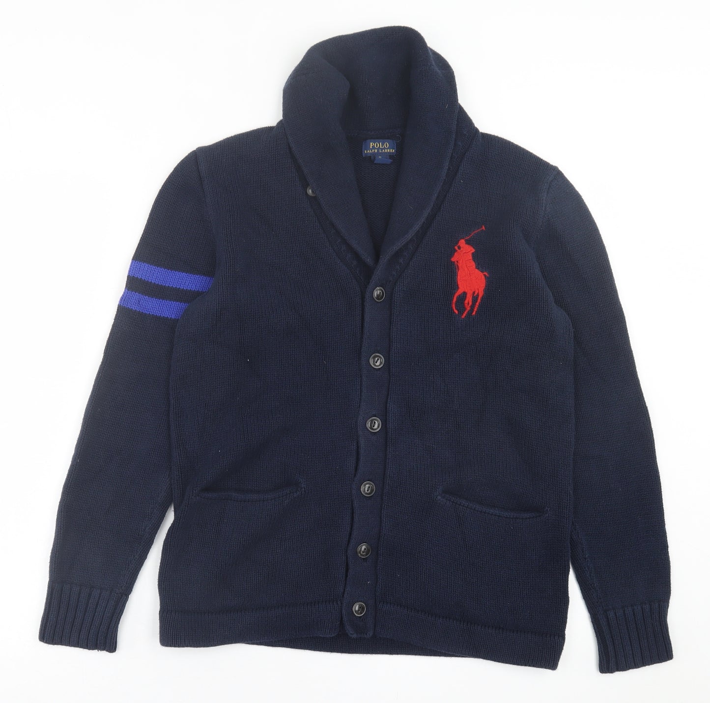 Ralph Lauren Womens Blue V-Neck  Cotton Cardigan Jumper Size XL