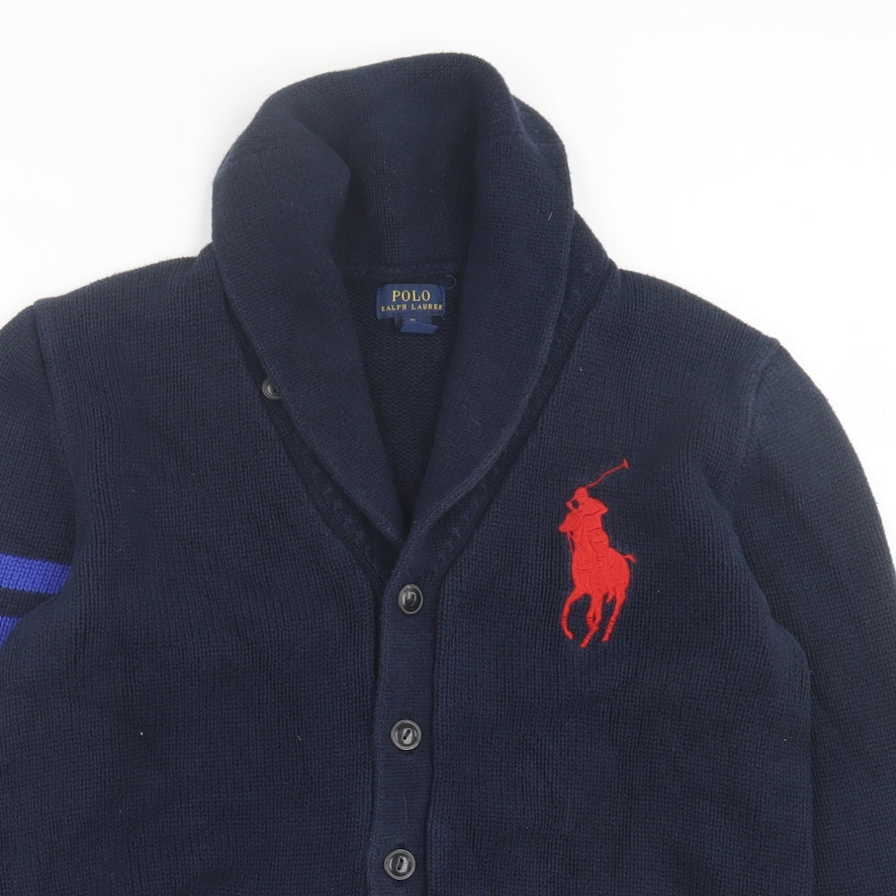 Ralph Lauren Womens Blue V-Neck  Cotton Cardigan Jumper Size XL