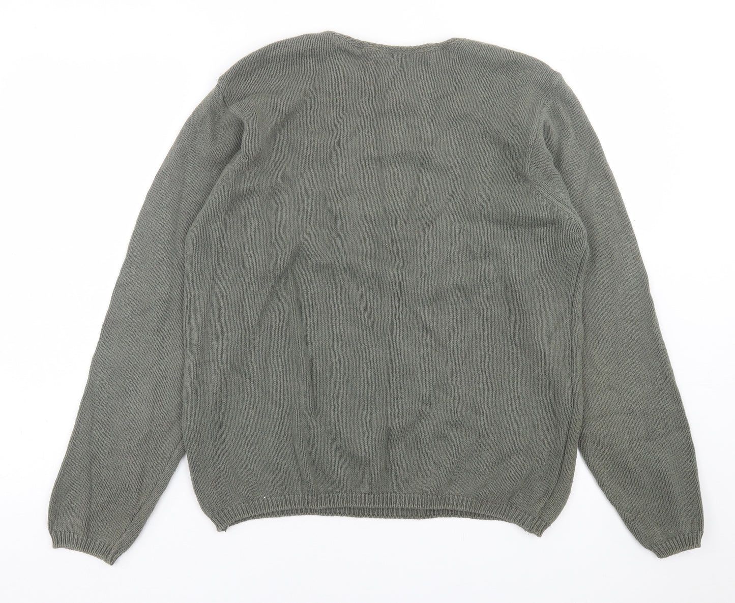 Marks and Spencer Womens Green Crew Neck  Cotton Pullover Jumper Size 14