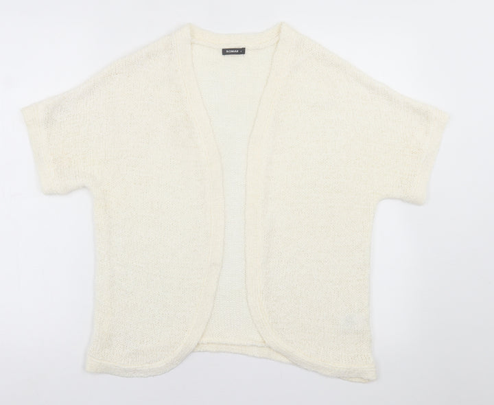 Roman Womens Ivory V-Neck Acrylic Cardigan Jumper Size 14