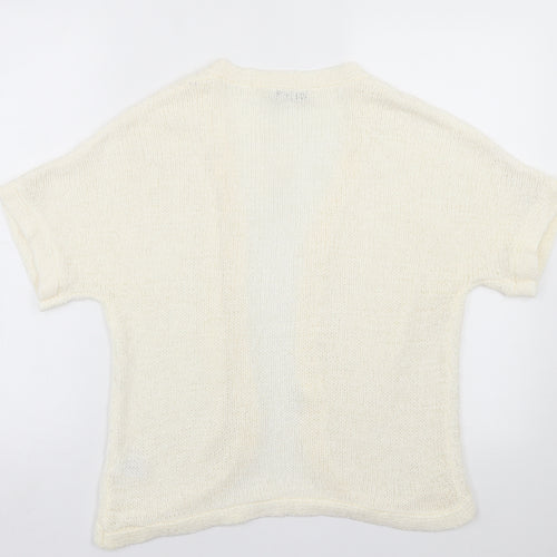 Roman Womens Ivory V-Neck  Acrylic Cardigan Jumper Size 14
