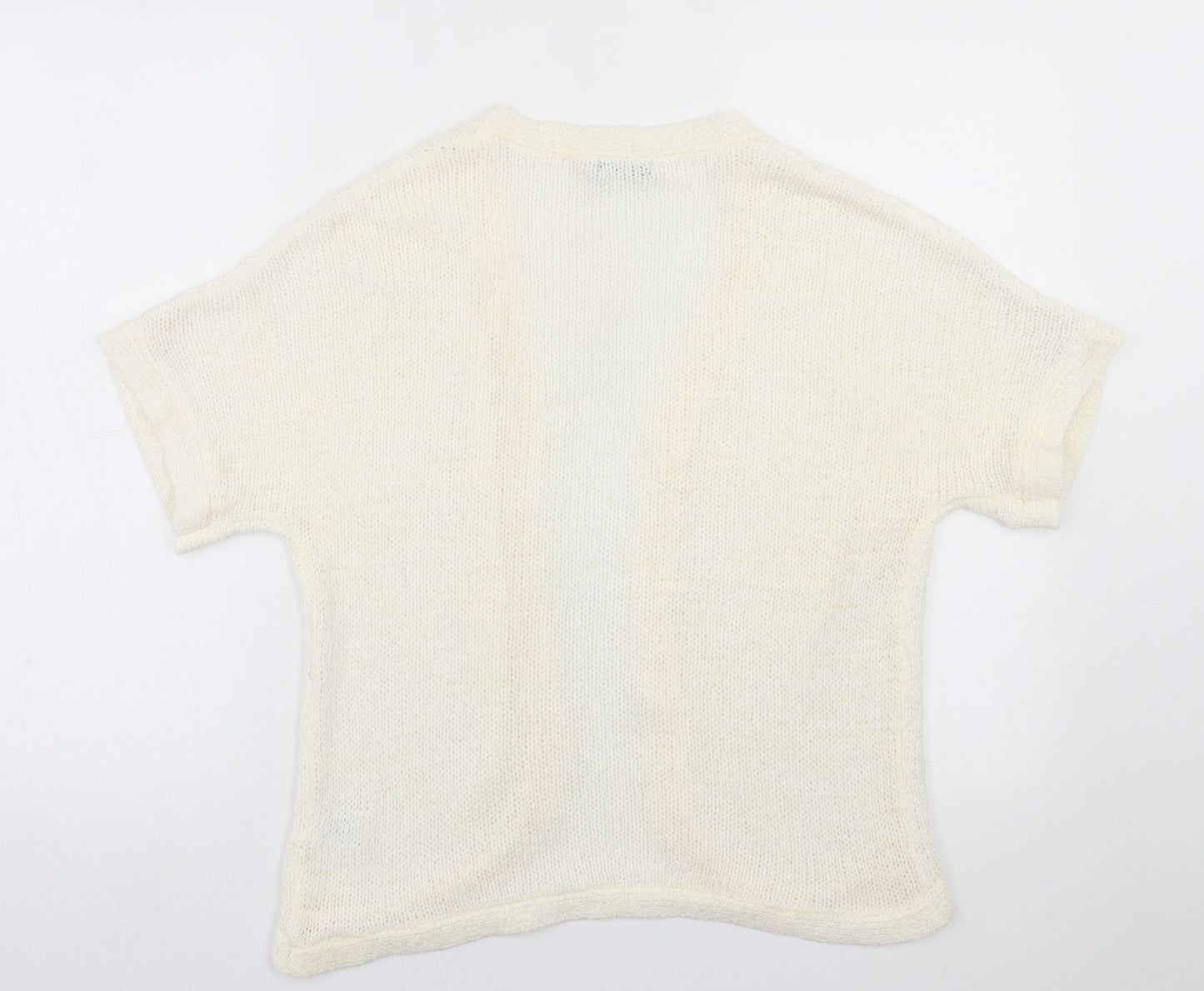 Roman Womens Ivory V-Neck  Acrylic Cardigan Jumper Size 14