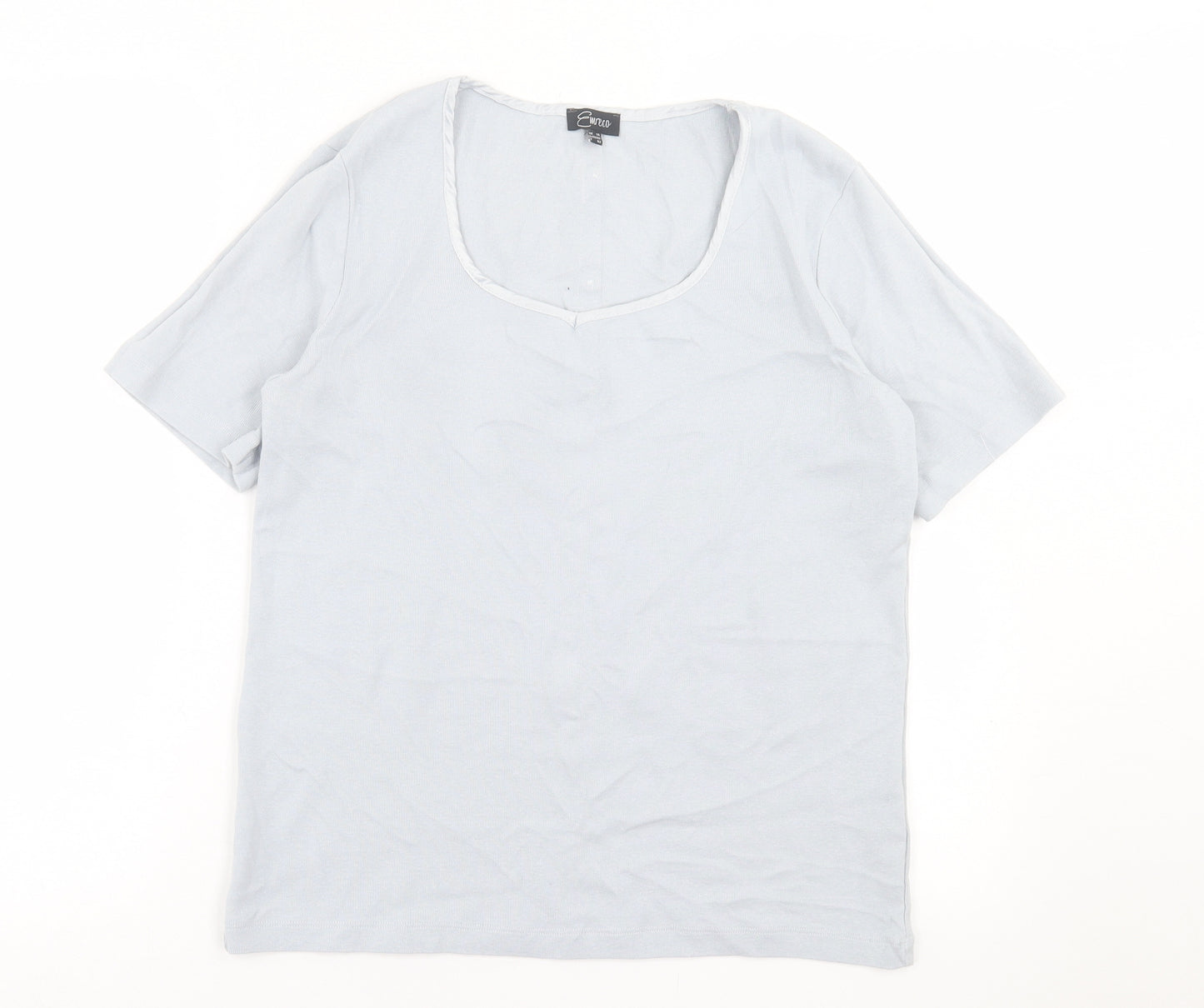 Emreco Womens Blue  Cotton Basic T-Shirt Size 14 Scoop Neck
