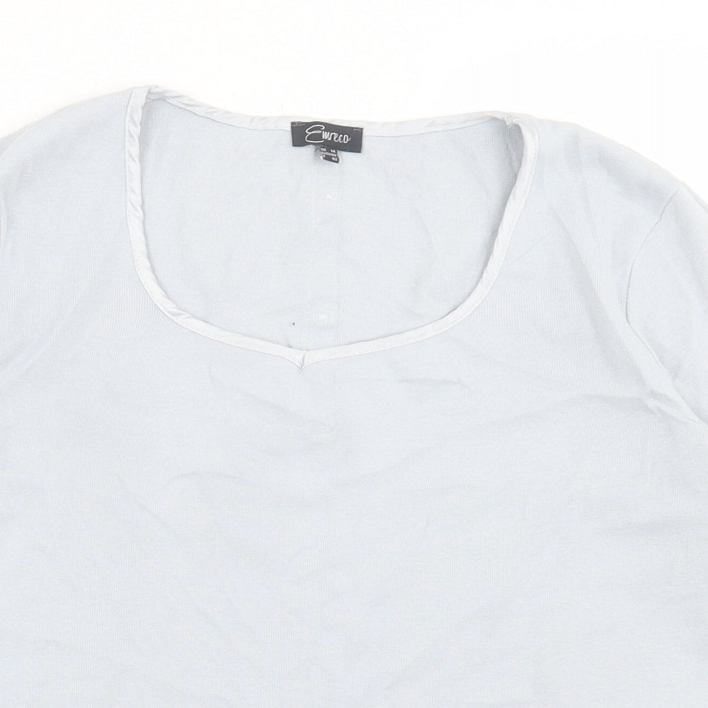 Emreco Womens Blue  Cotton Basic T-Shirt Size 14 Scoop Neck