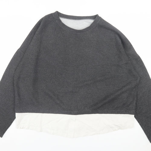 New Look Womens Grey Crew Neck  Polyester Pullover Jumper Size 18
