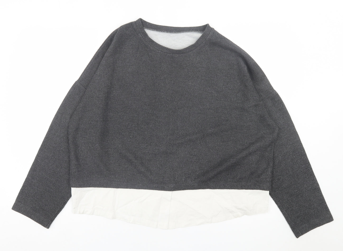 New Look Womens Grey Crew Neck  Polyester Pullover Jumper Size 18