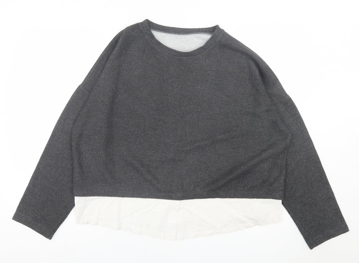 New Look Womens Grey Crew Neck  Polyester Pullover Jumper Size 18