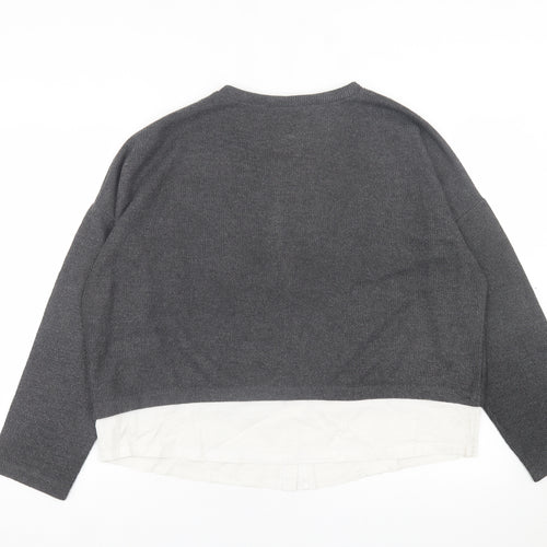 New Look Womens Grey Crew Neck  Polyester Pullover Jumper Size 18