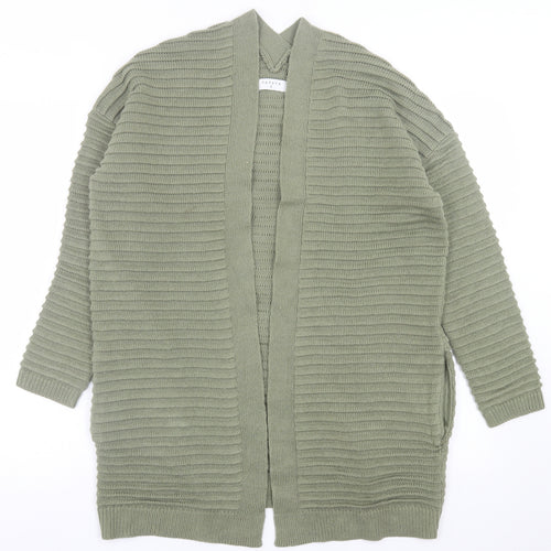 Papaya Womens Green V-Neck  Acrylic Cardigan Jumper Size S