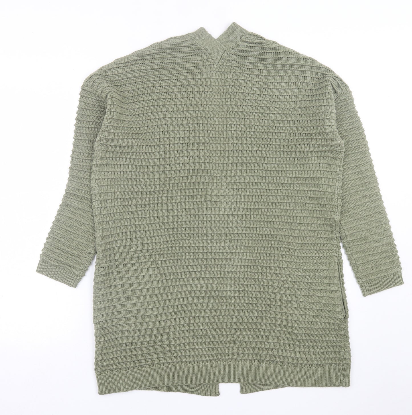 Papaya Womens Green V-Neck  Acrylic Cardigan Jumper Size S