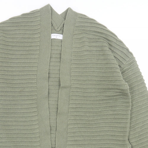Papaya Womens Green V-Neck  Acrylic Cardigan Jumper Size S