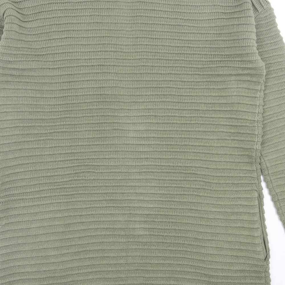 Papaya Womens Green V-Neck  Acrylic Cardigan Jumper Size S