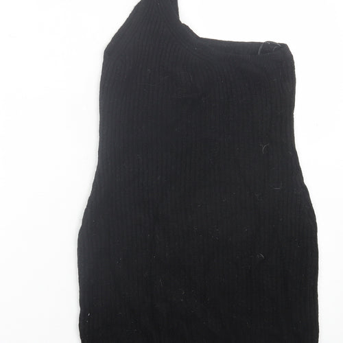 H&M Womens Black  Acrylic Jumper Dress  Size M  One Shoulder Pullover