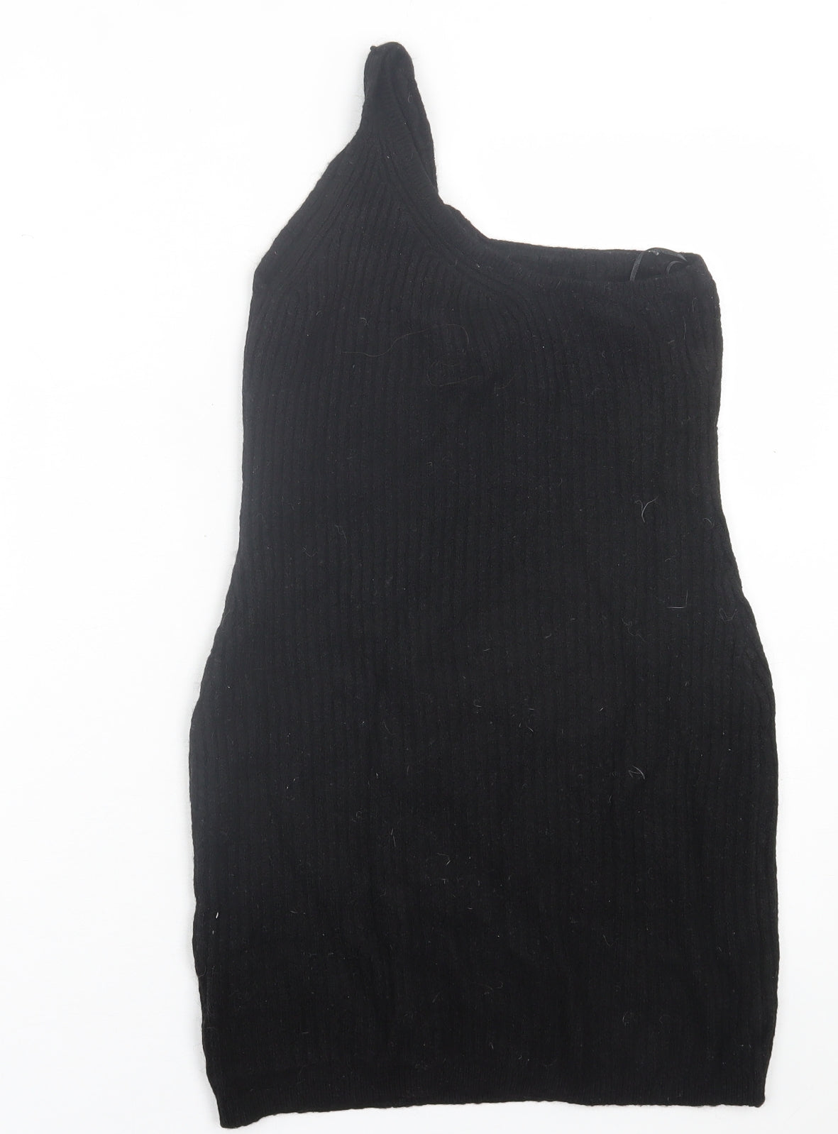 H&M Womens Black  Acrylic Jumper Dress  Size M  One Shoulder Pullover