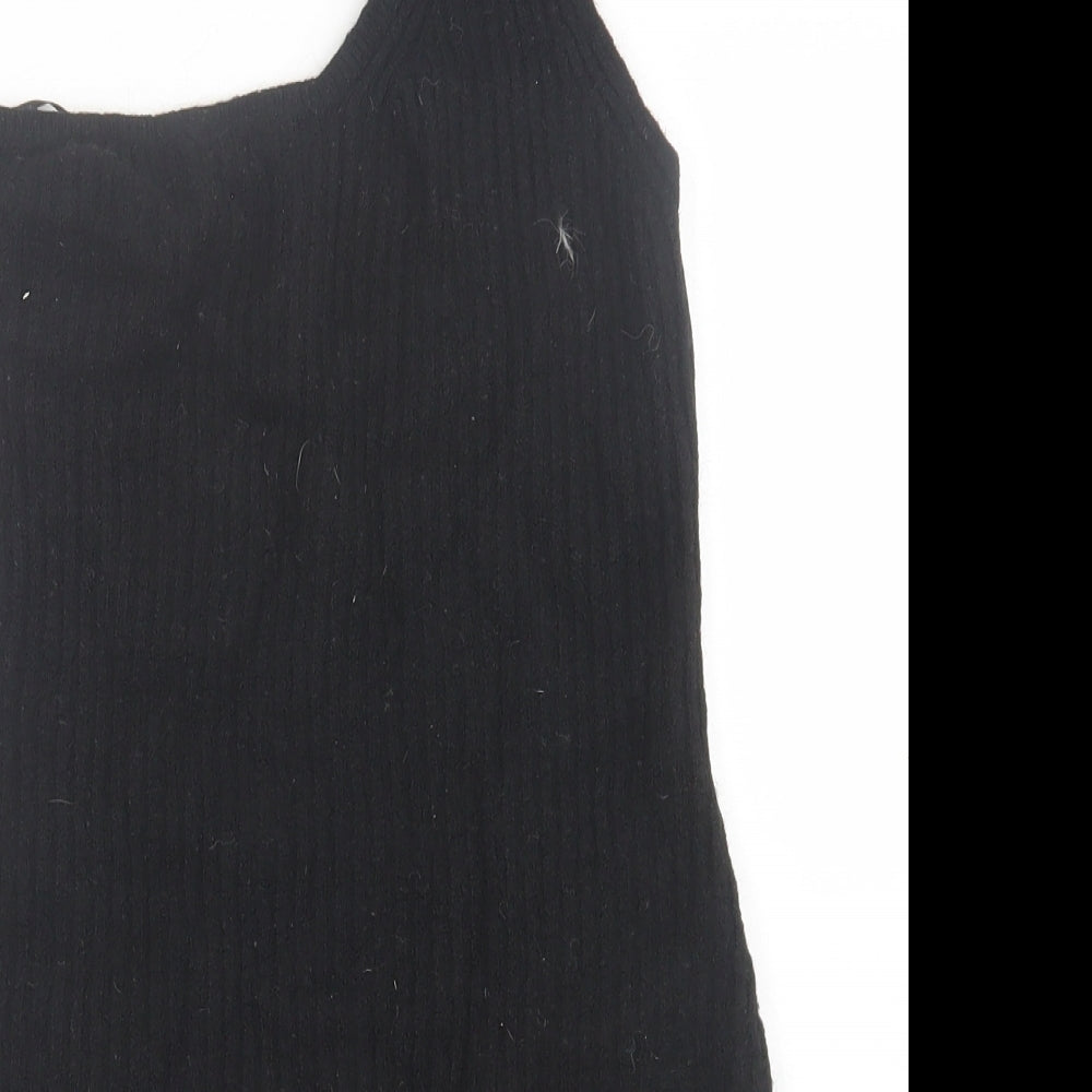 H&M Womens Black  Acrylic Jumper Dress  Size M  One Shoulder Pullover