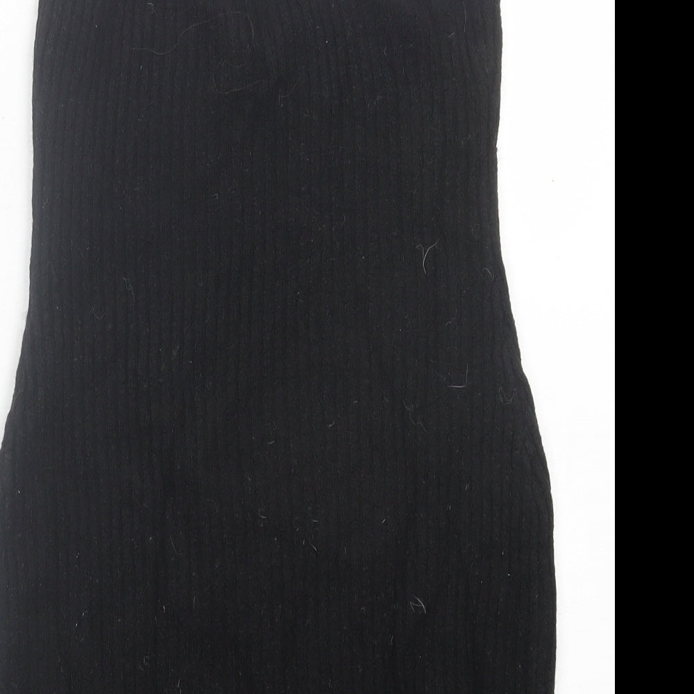 H&M Womens Black  Acrylic Jumper Dress  Size M  One Shoulder Pullover