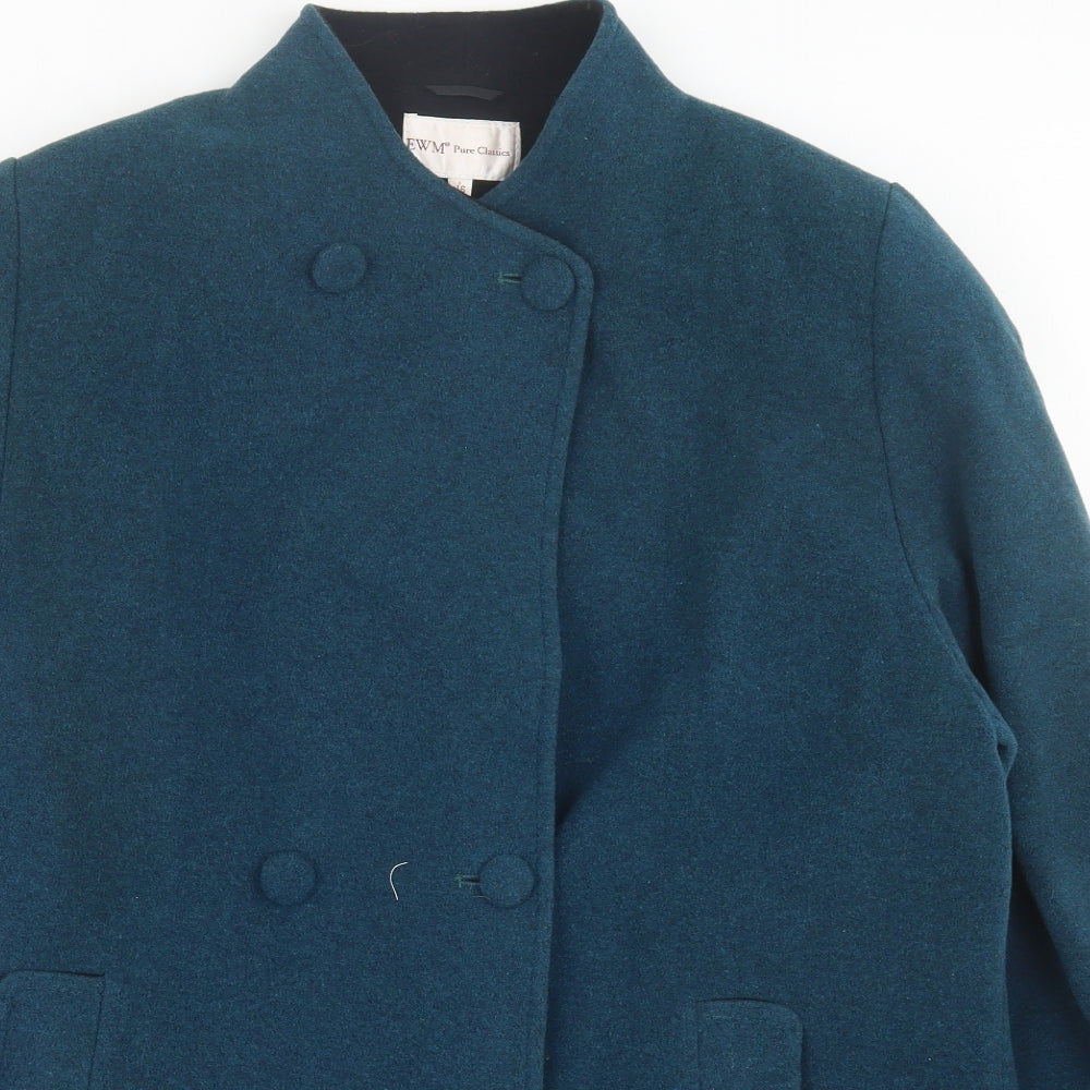 EWM Womens Green   Overcoat Coat Size 16  Button
