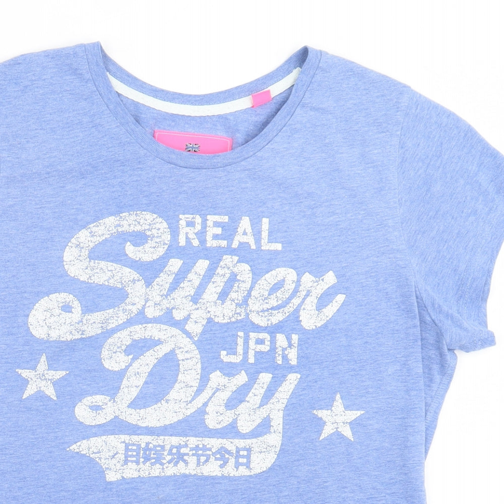 Superdry Womens Black  Cotton Basic T-Shirt Size 16 Crew Neck