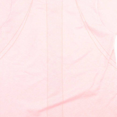 Dunnes Stores Womens Pink  Nylon Basic T-Shirt Size S Crew Neck Pullover
