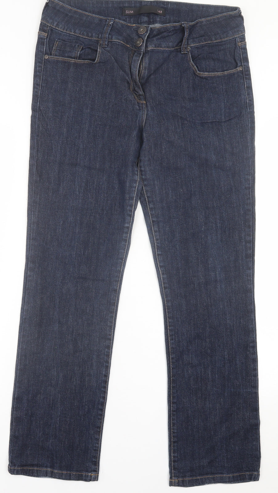 NEXT Womens Blue  Cotton Straight Jeans Size 14 L29 in Slim Button