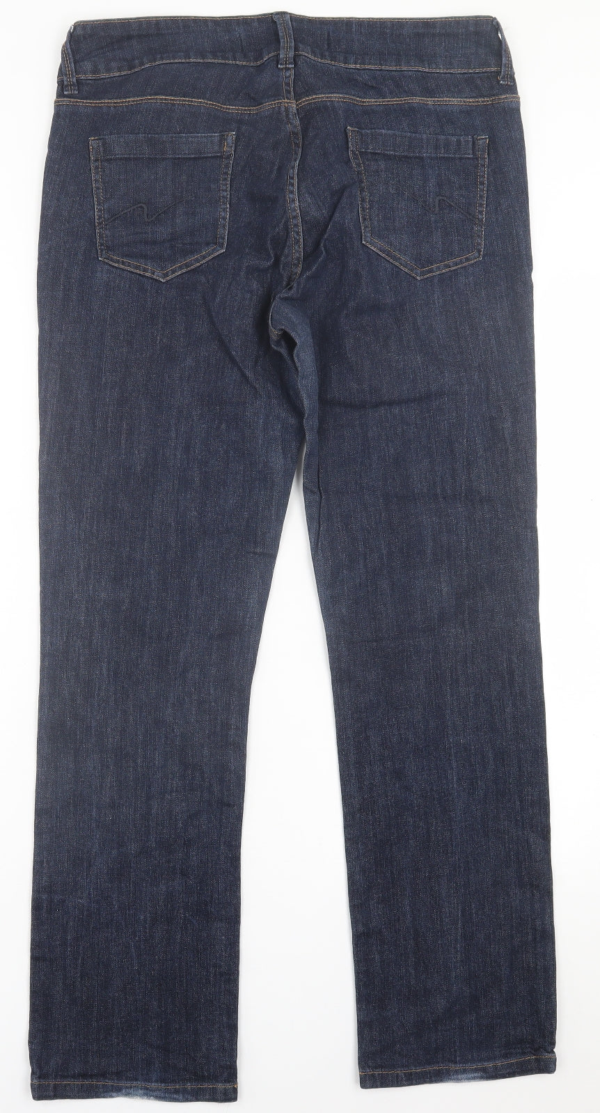 NEXT Womens Blue  Cotton Straight Jeans Size 14 L29 in Slim Button