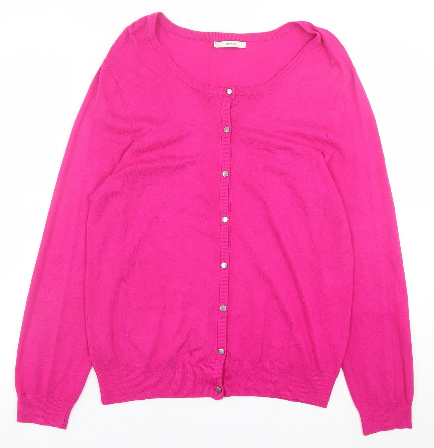 George Womens Pink Crew Neck  Viscose Cardigan Jumper Size 12