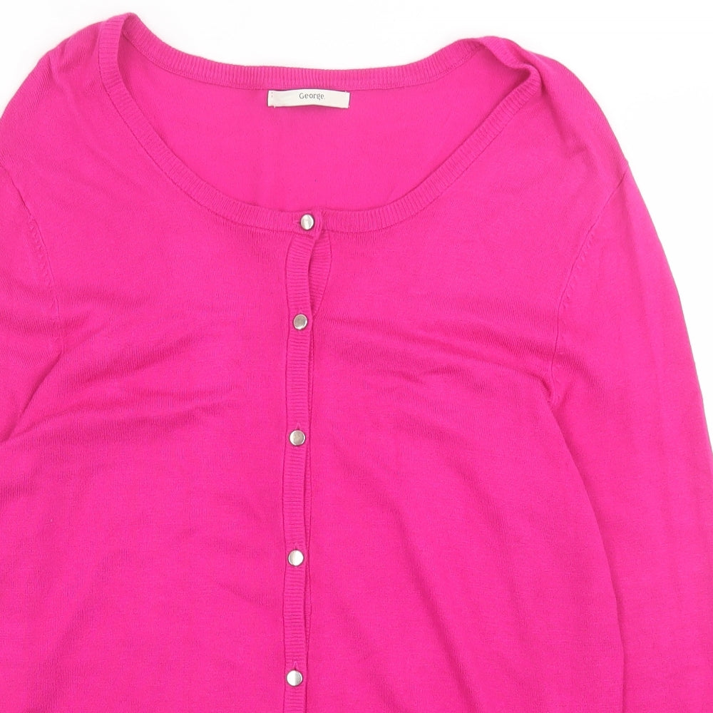 George Womens Pink Crew Neck  Viscose Cardigan Jumper Size 12