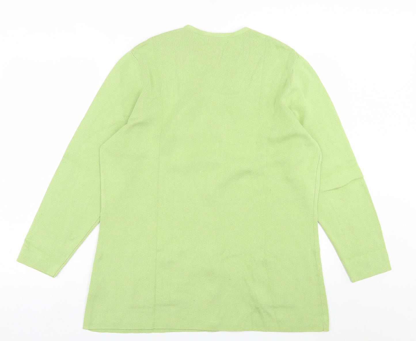 Landsend Womens Green V-Neck  Cotton Cardigan Jumper Size 18
