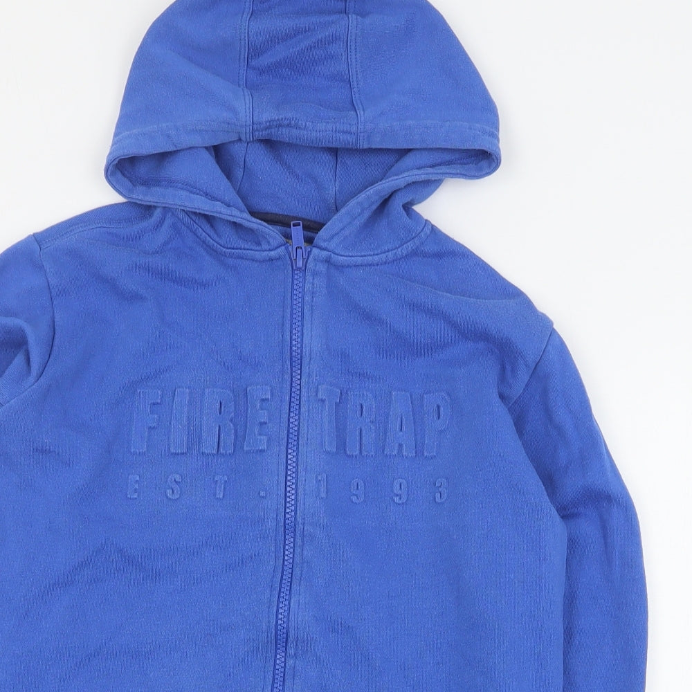 Firetrap Boys Blue  Cotton Full Zip Hoodie Size 12-13 Years  Zip