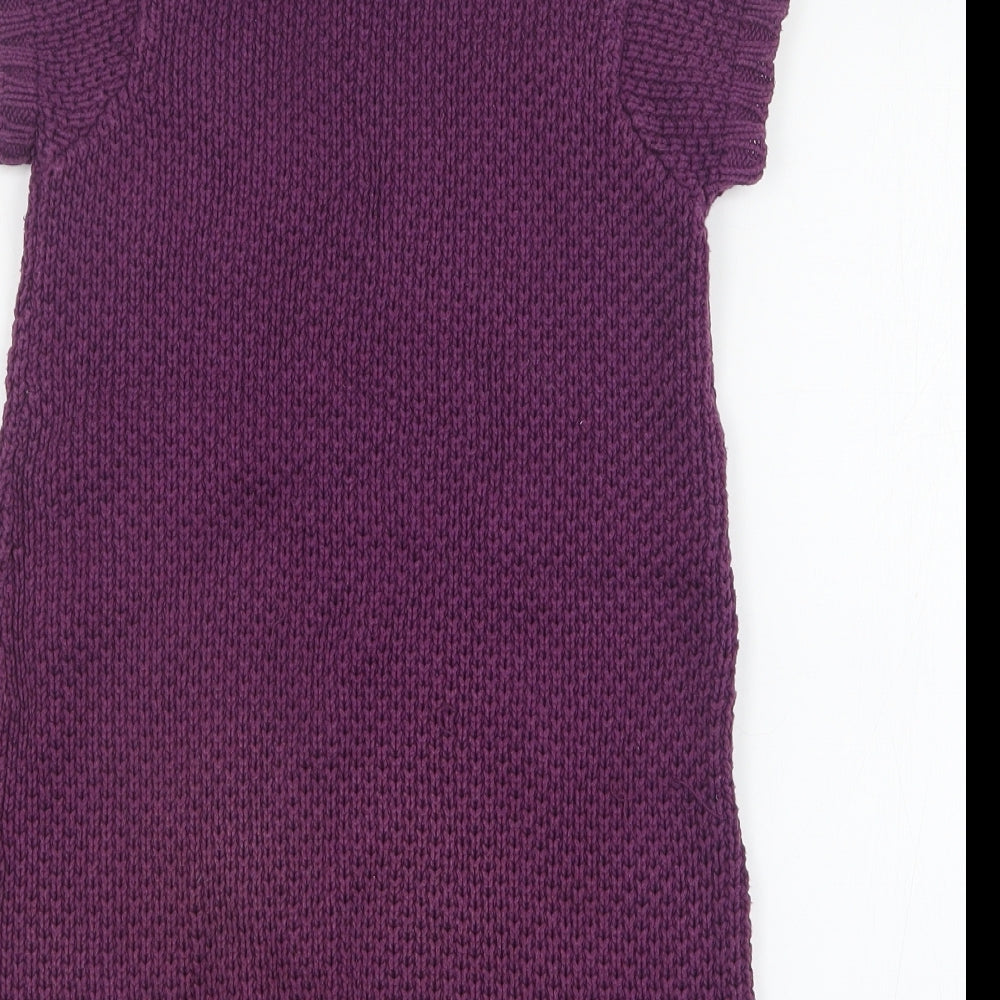 Julians Dress Girls Purple  Cotton Jumper Dress  Size 5 Years  High Neck Button