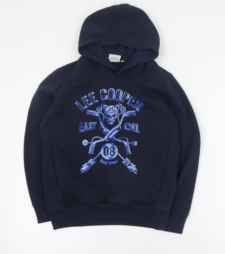Lee Cooper Boys Blue Polyester Pullover Hoodie Size M Pullover