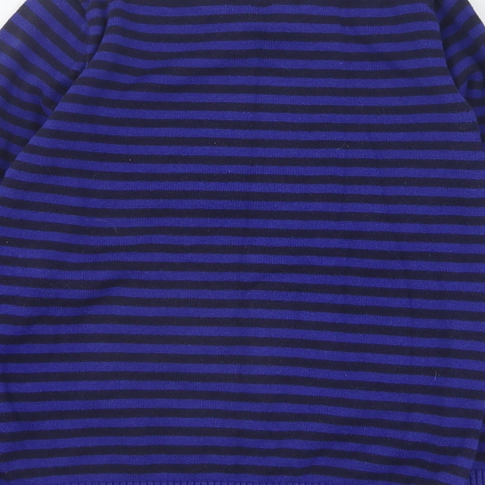 Marks and Spencer Boys Blue Round Neck Striped Cotton Pullover Jumper Size 4-5 Years  Pullover - Fox