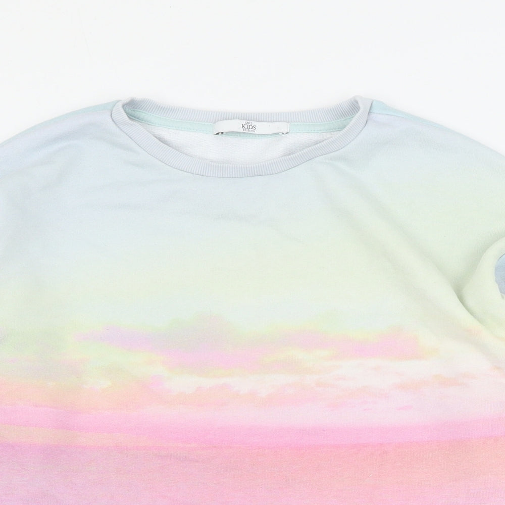 Marks and Spencer Girls Blue  Polyester Pullover Sweatshirt Size 10-11 Years  Pullover - Tie-dye