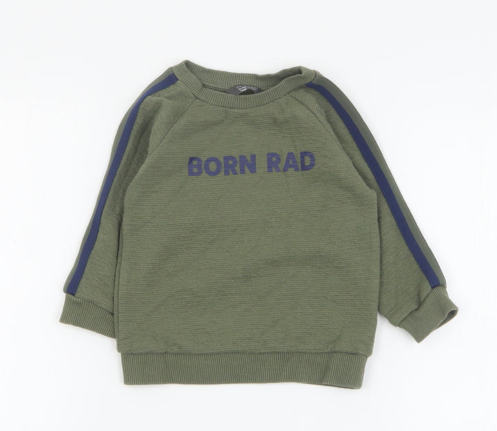 Primark Boys Green  Polyester Pullover Sweatshirt Size 12-13 Years  Pullover