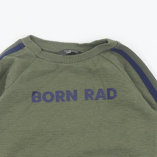 Primark Boys Green  Polyester Pullover Sweatshirt Size 12-13 Years  Pullover
