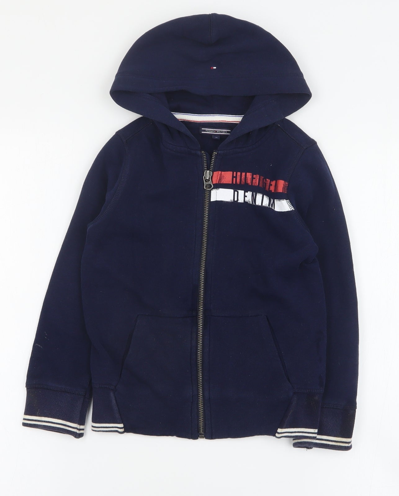 Tommy Hilfiger Boys Blue  Cotton Full Zip Hoodie Size 6 Years  Zip