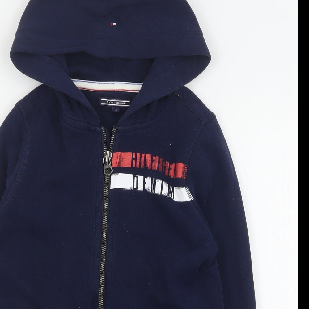 Tommy Hilfiger Boys Blue  Cotton Full Zip Hoodie Size 6 Years  Zip
