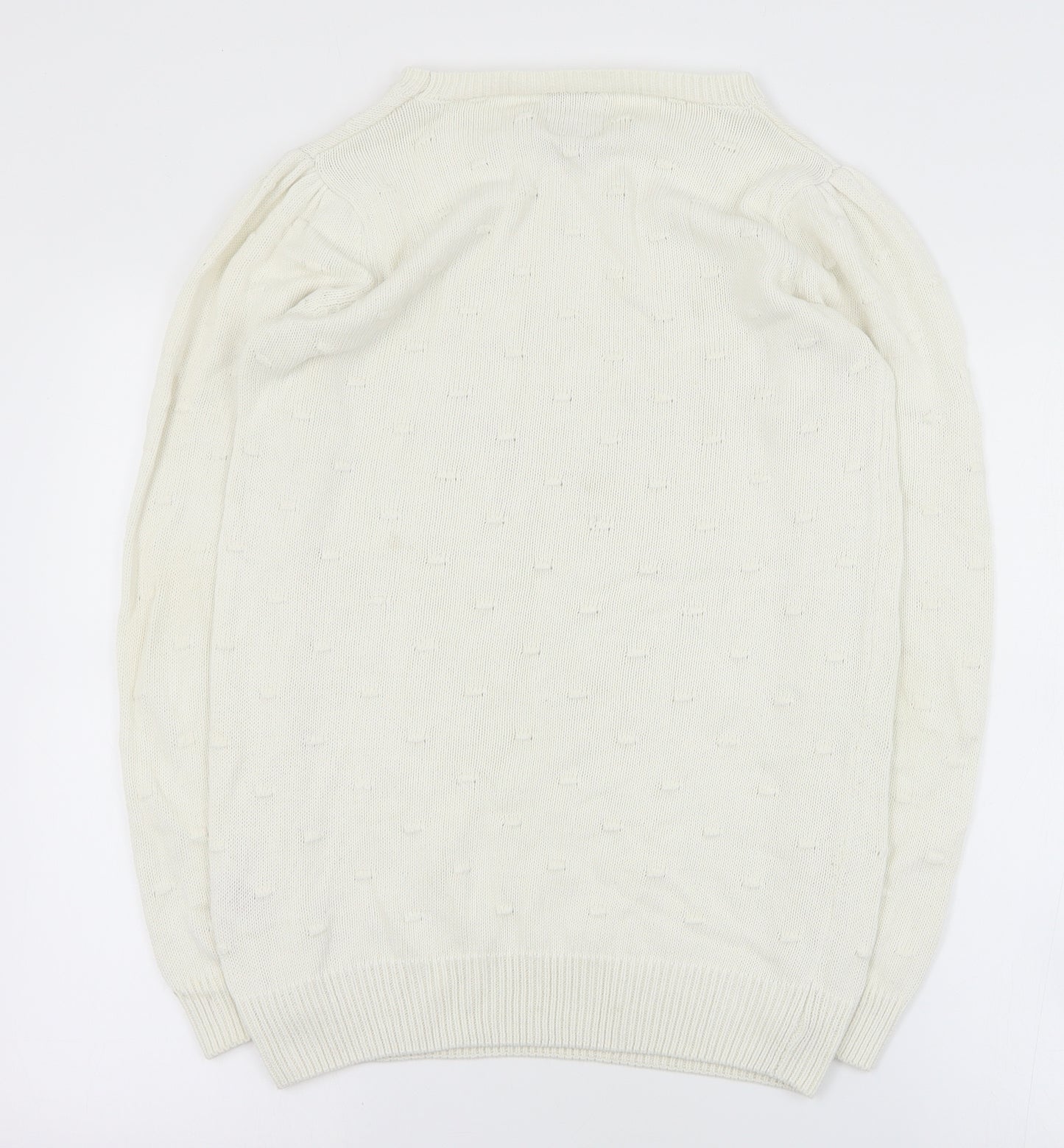 Bellfield Womens White Round Neck  Cotton Pullover Jumper Size S