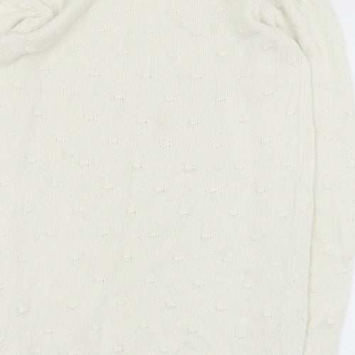 Bellfield Womens White Round Neck  Cotton Pullover Jumper Size S