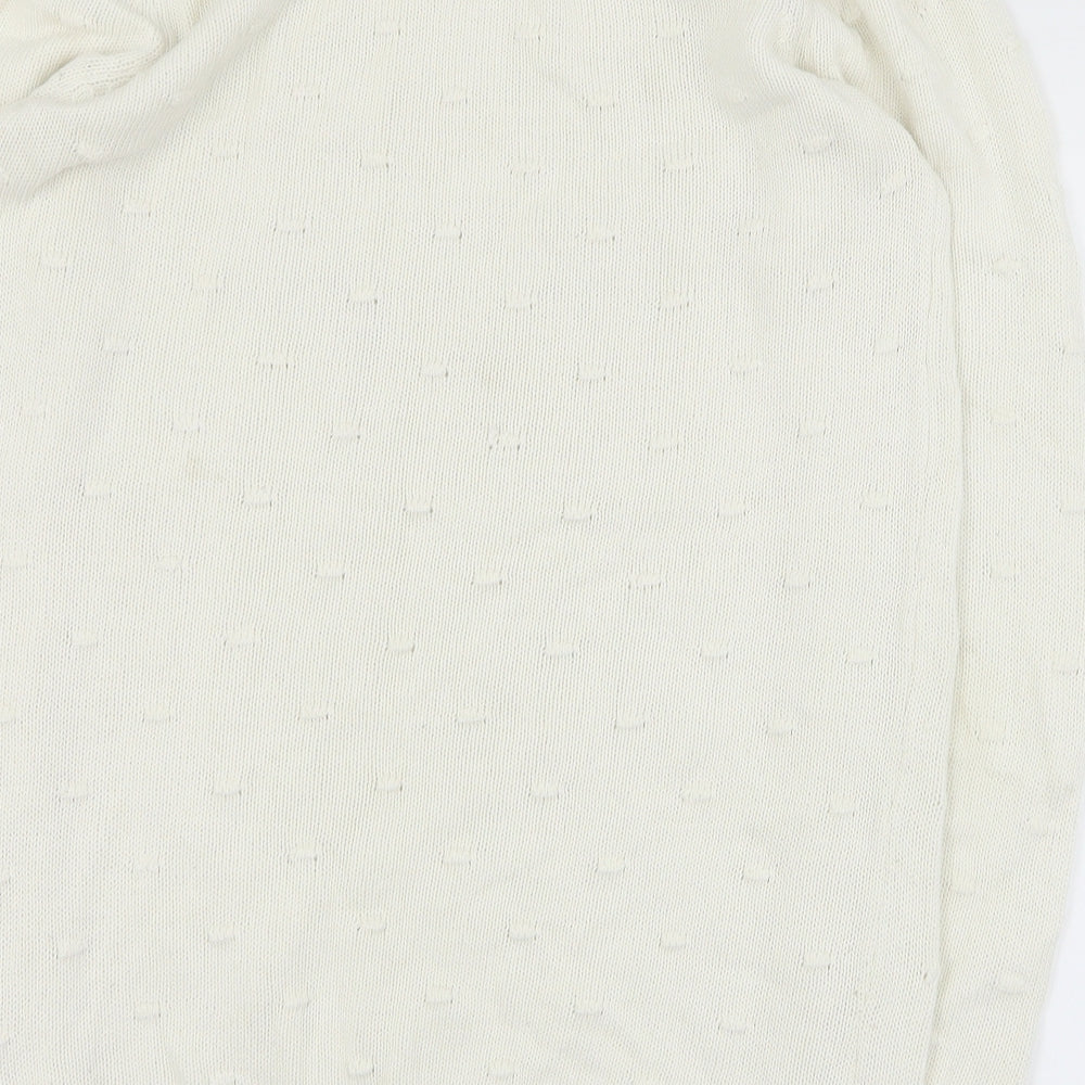 Bellfield Womens White Round Neck  Cotton Pullover Jumper Size S