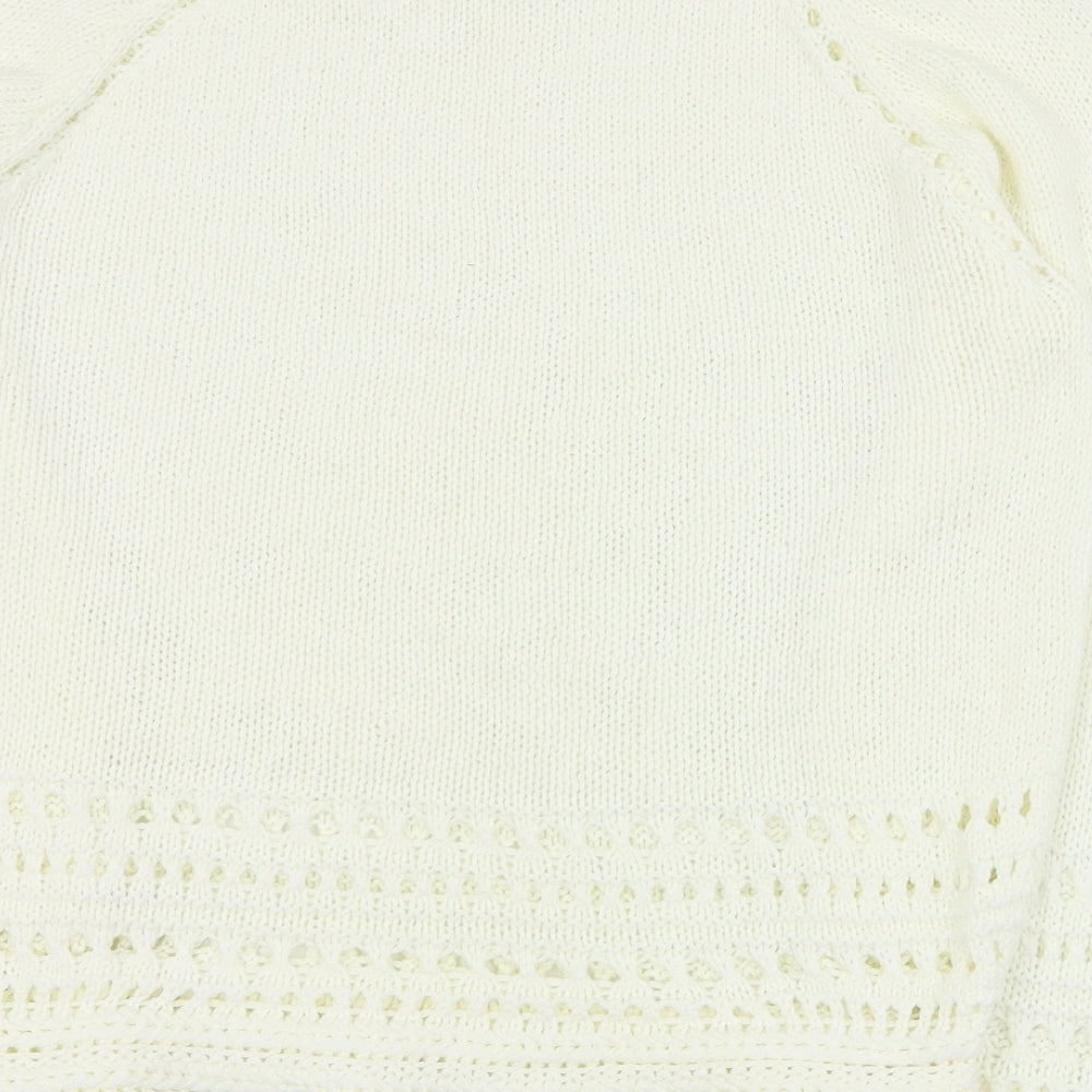 TU Womens White Round Neck  Cotton Pullover Jumper Size 12
