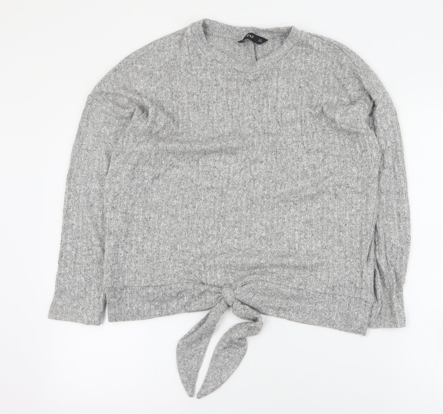 F&F Womens Grey Round Neck  Viscose Pullover Jumper Size 10