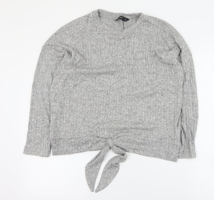 F&F Womens Grey Round Neck  Viscose Pullover Jumper Size 10